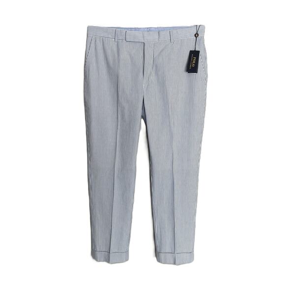 Polo Ralph Lauren Pants Men's 38x30 Seersucker Dress Pants Blue & White NEW - Picture 2 of 16